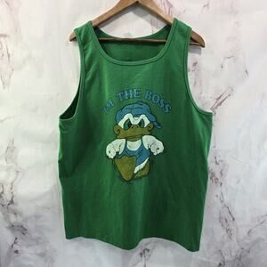 Vintage Donald Duck Shirt Mens XL Green Tank Top 80s SS Single Stitch The Boss